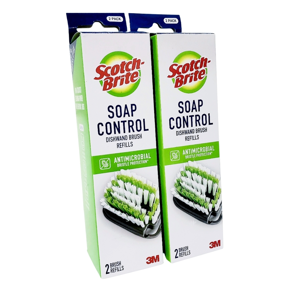 Scotch-Brite Soap Control Dishwand Brush Refills 2-pack FOUR Refills New